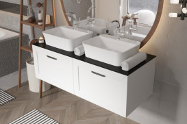 Тумба під раковину Besco Dexa 60х50 см МДФ білий/чорна ручка SUD-654-BC