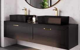 Тумба под раковину Besco Dexa 60х50 см МДФ черный/золотая ручка SUD-654-CZ