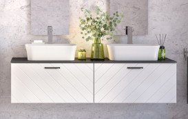 Тумба под раковину Besco Floo 60х50 см правый узор МДФ белый/золотая ручка SUF-654-BZP