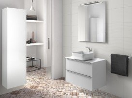 Тумба под раковину-чашу подвесная Roca Inspira 80х49.8 см с двумя ящиками МДФ белый глянец A851080806