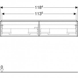 Тумба под раковину для двойной раковины Geberit iCon 118,4x24,7x47,6 см ДСП белый глянцевый ручка белый матовый 502.314.01.1