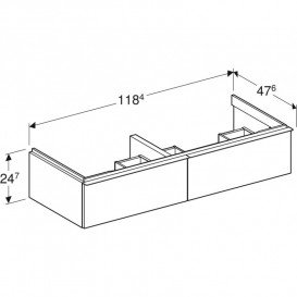 Тумба под раковину для двойной раковины Geberit iCon 118,4x24,7x47,6 см ДСП белый глянцевый ручка белый матовый 502.314.01.1