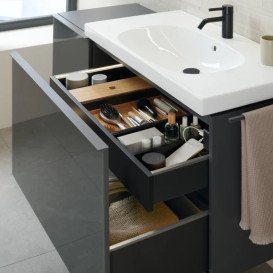 Тумба під раковину Geberit Acanto 88,8x47,5 см ДСП білий глянсовий 503.005.01.2