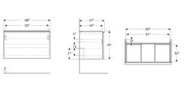 Тумба під раковину Geberit Acanto 88,8x47,5 см ДСП білий глянсовий 503.005.01.2