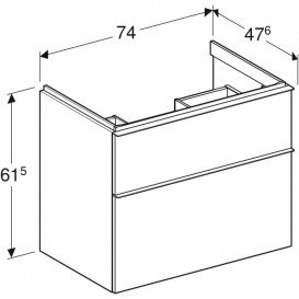 Тумба під раковину Geberit iCon 74x61,5x47,6 см ДСП горіх гікорі/ручка лава матовий 502.304.JH.1