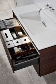 Тумба під раковину Geberit ONE підвісна 89,5 х39,5 см МДФ/натуральний шпон чорний горіх 500.385.00.1