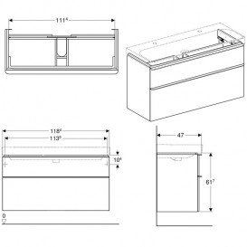Тумба під раковину Geberit Smyle Square 118,4х47 см підвісна ДСП пісочно-сірий 500.355.JL.1