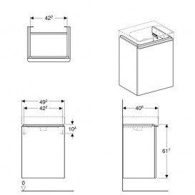 Тумба под раковину Geberit Smyle Square 49,2х40,6 см петли справа ДСП темный орех 500.363.JR.1