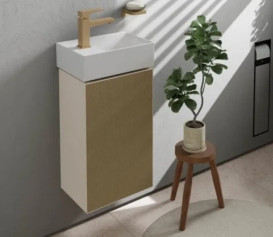 Тумба під раковину Hansgrohe Xevolos E 34х25 см петлі праворуч пісочно-бежевий матовий/візерункова бронза 54170390