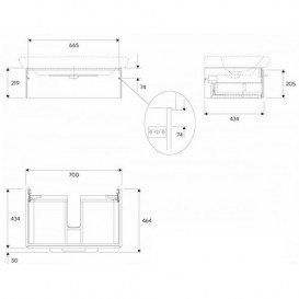 Тумба под раковину Kolo Life 70 серый глянец 89467000