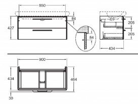 Тумба под раковину Kolo Life 90 серый глянец 89470000