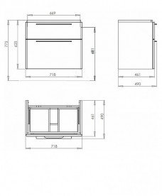 Тумба під раковину Kolo Traffic 75 з двома ящиками сірий дуб 89526000