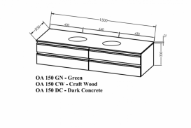 Тумба под раковину Kolpa San Alexis OA 150 1500x500x342 мм МДФ темный бетон столешница Kerrock 547260