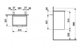 Тумба під раковину Laufen Base 41,5х32,1 см петлі праворуч ДСП темно-коричневий в'яз H4021121102631