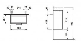 Тумба под раковину Laufen Base 46х26,7 см петли справа МДФ белый матовый H4021021102601