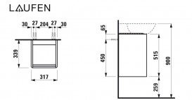 Тумба под раковину Laufen Base подвесная 31,7х33,9 см петли справа ДСП темно-коричневый вяз H4030221102631