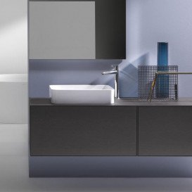 Тумба под раковину Laufen Boutique 90х50х43 см вырез посередине ЛДСП/МДФ темный дуб H4090131502511