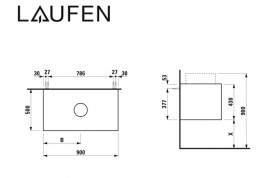 Тумба под раковину Laufen Boutique 90х50х43 см вырез посередине ЛДСП/МДФ темный дуб H4090131502511