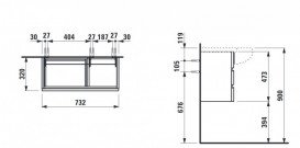 Тумба під раковину Laufen IL Bagno Alessi One 73,2х32х47,3 см шпон волоський горіх H4244500976301
