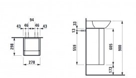 Тумба под раковину Laufen Ino 27,8х29,8х60,5 см петли слева ДСП/алюминий/шпон темный орех H4253010301711