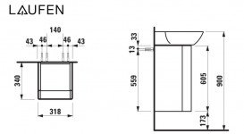 Тумба под раковину Laufen Ino 31,8х34х60,5 см петли справа ДСП/алюминий белый матовый H4253520301701