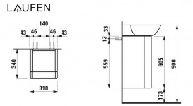 Тумба под раковину Laufen Ino 31,8х34х60,5 см петли справа ДСП/алюминий/шпон темный орех H4253520301711