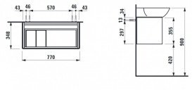 Тумба под раковину Laufen Ino 77х34,8х35,5 см ДСП/алюминий белый матовый H4254010301701