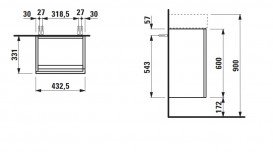 Тумба під раковину Laufen Kartell 43,3х33,1 см петлі зліва МДФ охра H4075030336431