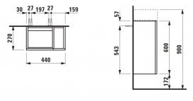 Тумба под раковину Laufen Kartell 44х27 см петли слева МДФ желтый H4075170336441