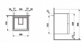Тумба під раковину Laufen Kartell 48х45 см МДФ темно-сірий H4075090336421
