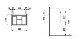 Тумба под раковину Laufen Pro S подвесная 51х37,2 см МДФ белый глянцевый H4830210954751