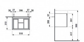 Тумба под раковину Laufen Pro S подвесная 51х37,2 см МДФ светлый дуб H4830220954791