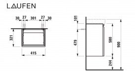 Тумба под раковину Laufen Pro S подвесная 41,5х32,1 см петли слева МДФ белый глянцевый H4833010964751
