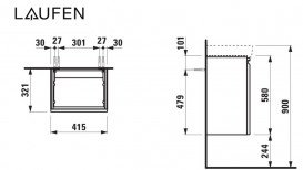 Тумба под раковину Laufen Pro S подвесная 41,5х32,1 см петли справа МДФ белый H4833020964631