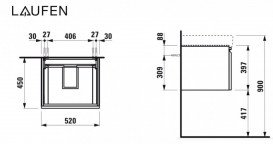 Тумба під раковину Laufen Pro S підвісна 52х45 см МДФ білий глянсовий H4833520964751