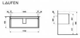 Тумба под раковину Laufen Pro S подвесная 115,9х45 см МДФ светлый дуб H4835610964791