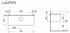 Тумба под раковину Laufen Sonar 120 см с отверстием в центре МДФ/ДСП/керамогранит титан/черный мрамор H4054210341421