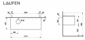 Тумба под раковину Laufen Sonar 120 см с отверстием слева под раковину и смеситель МДФ/ДСП/керамогранит медь/черный мрамор H4054260341411
