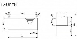 Тумба под раковину Laufen Sonar 120 см с отверстием справа МДФ/ДСП/керамогранит белый матовый/черный мрамор H4054530341431