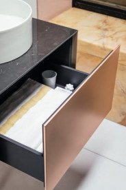 Тумба под раковину Laufen Sonar 80 см с отверстием в центре МДФ/ДСП/керамогранит медь/черный мрамор H4054110341411