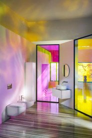 Тумба під раковину Laufen Sonar 80 см з отвором у центрі МДФ/ДСП/керамограніт білий матовий/чорний мармур H4054110341431