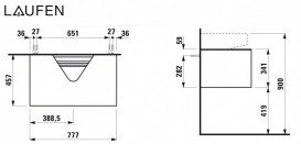 Тумба под раковину Laufen Sonar 80 см с отверстием в центре МДФ/ДСП/керамогранит белый матовый/черный мрамор H4054410341431