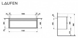 Тумба под раковину Laufen Space подвесная 118,1х40,8 см HPL  цвет на выбор H4102221609991