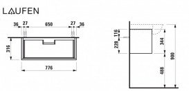 Тумба під раковину Laufen The New Classic 80 см МДФ/ДСП сірий H4060410856271
