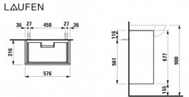 Тумба под раковину Laufen The New Classic 60 см МДФ/ДСП белый матовый H4060320851701