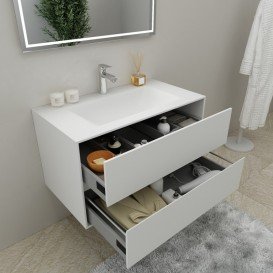 Тумба під раковину Marsan Armel 900 акриловий камінь білий матовий Armel900