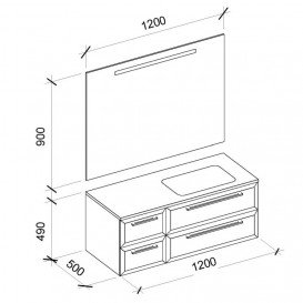 Тумба під раковину Marsan Aurore 1200 права/ліва МДФ баклажан Aurore1200баклажан