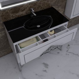 Тумба под раковину Marsan Christine 1000 МДФ белый/серебро Christine1000whites