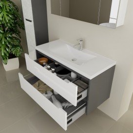 Тумба під раковину Marsan Louise 600 МДФ білий/графіт Louise600w/g