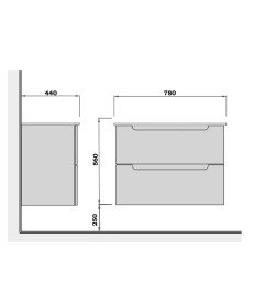 Тумба під раковину Мийдодир Malaga 80-A ST зі стільницею 78х44 см ДСП/МДФ білий глянець 00-0009285